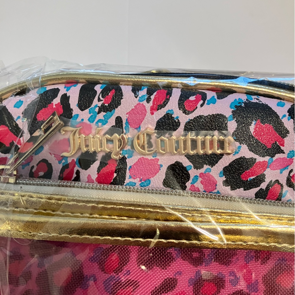 Juicy Couture Pink Leopard Pattern Cosmetic Train Case NWT